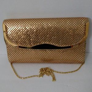 Y&S Vintage Metal mesh Gold Clutch Purse
